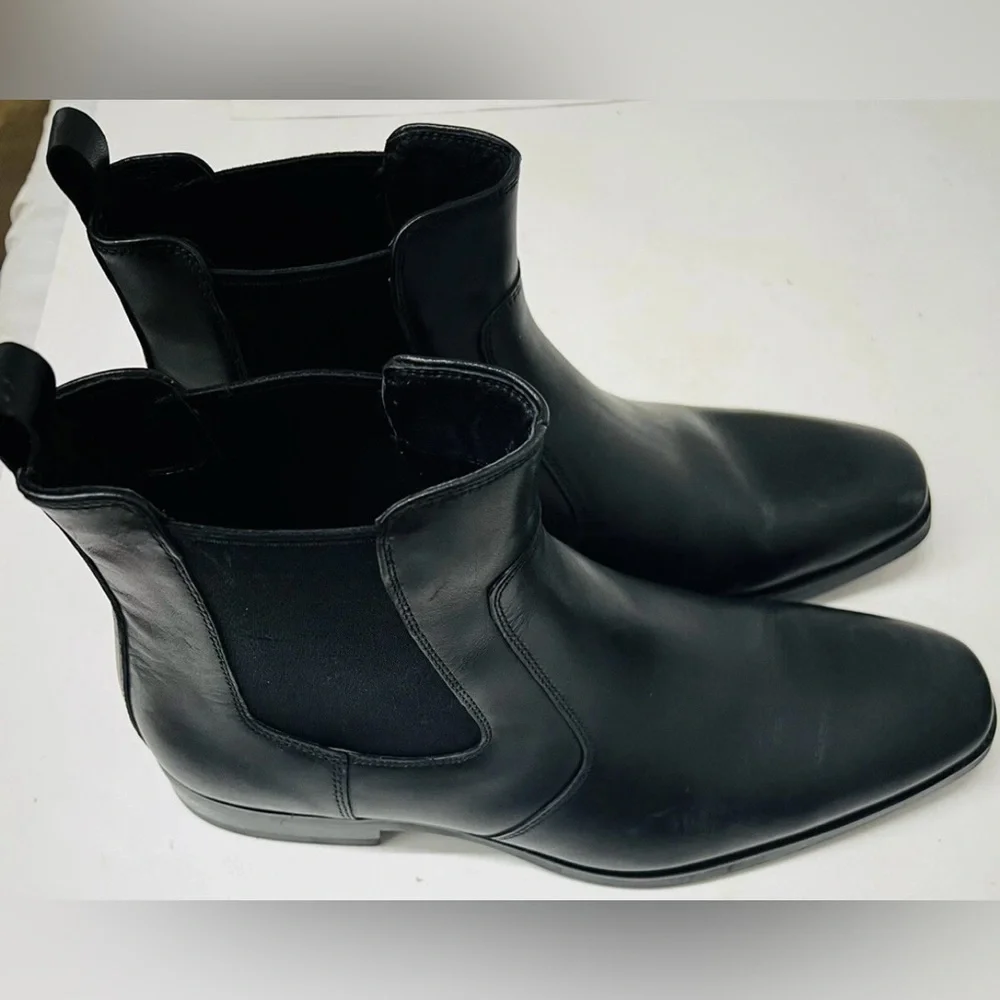 ALIPASINM Mens Dress Boots Leather Chelsea Boots for Men Size 8.5 Black.R14 - Picture 6 of 9